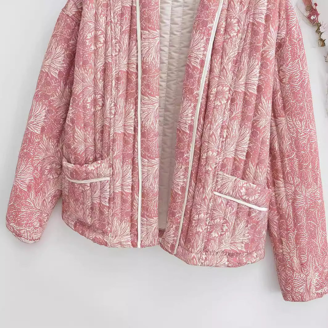 Damer Stilfull Quilted Jacka med Blommönster Mirla-Eva Jonsson
