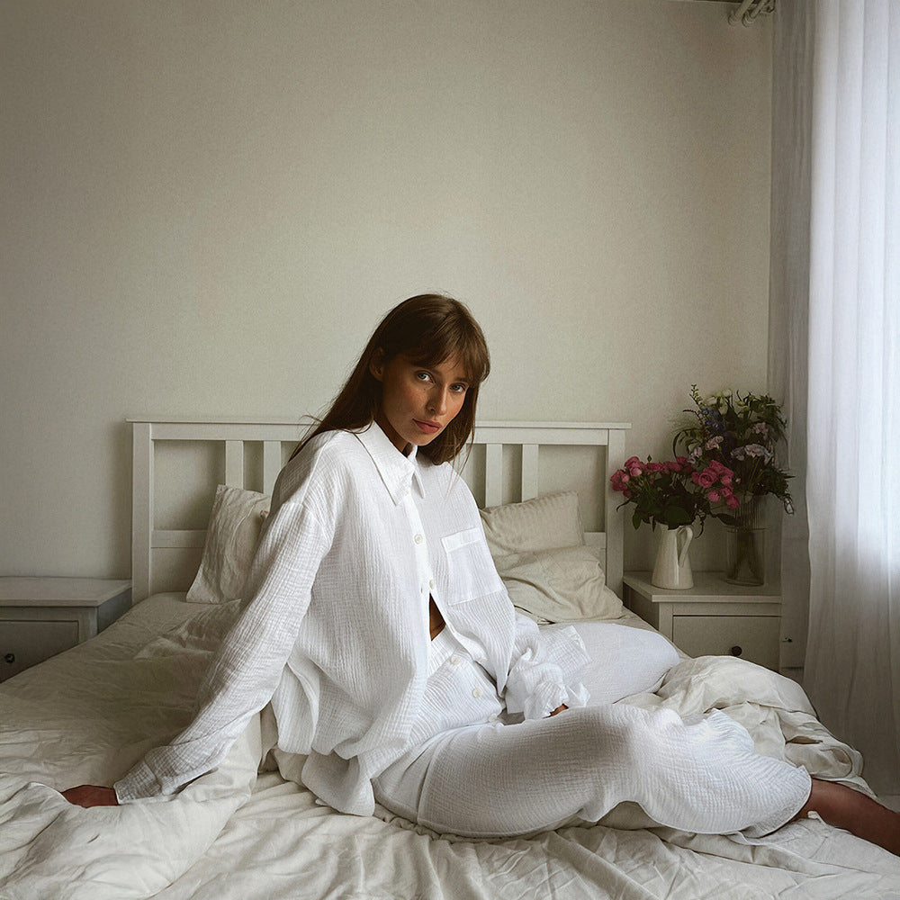 Damer Stilig Lounge-set med elegant blusöverkropp och vida byxor Mirla-Eva Jonsson