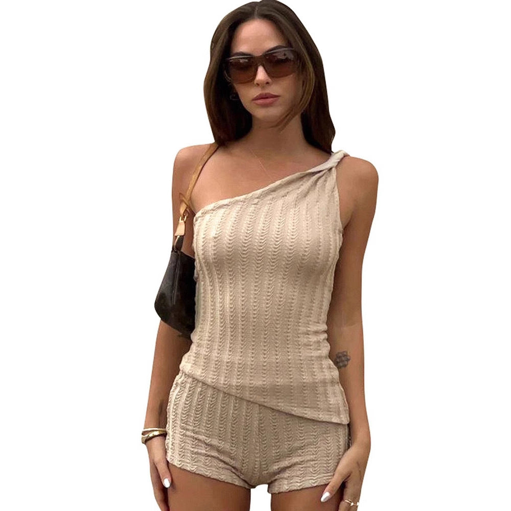 Damer Stilig One-Shoulder Jumpsuit med fin ribbstruktur Mirla-Eva Jonsson