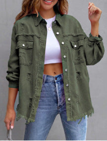 Damer Stilig Overshirt-jacka med fransig nederkant Mirla-Eva Jonsson