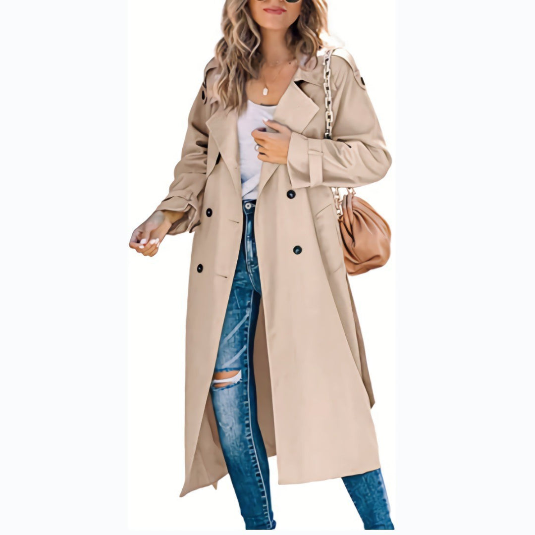 Damer Stilig Trenchcoat med dubbel knapprad och avslappnad passform Eva Jonsson-Eva Jonsson