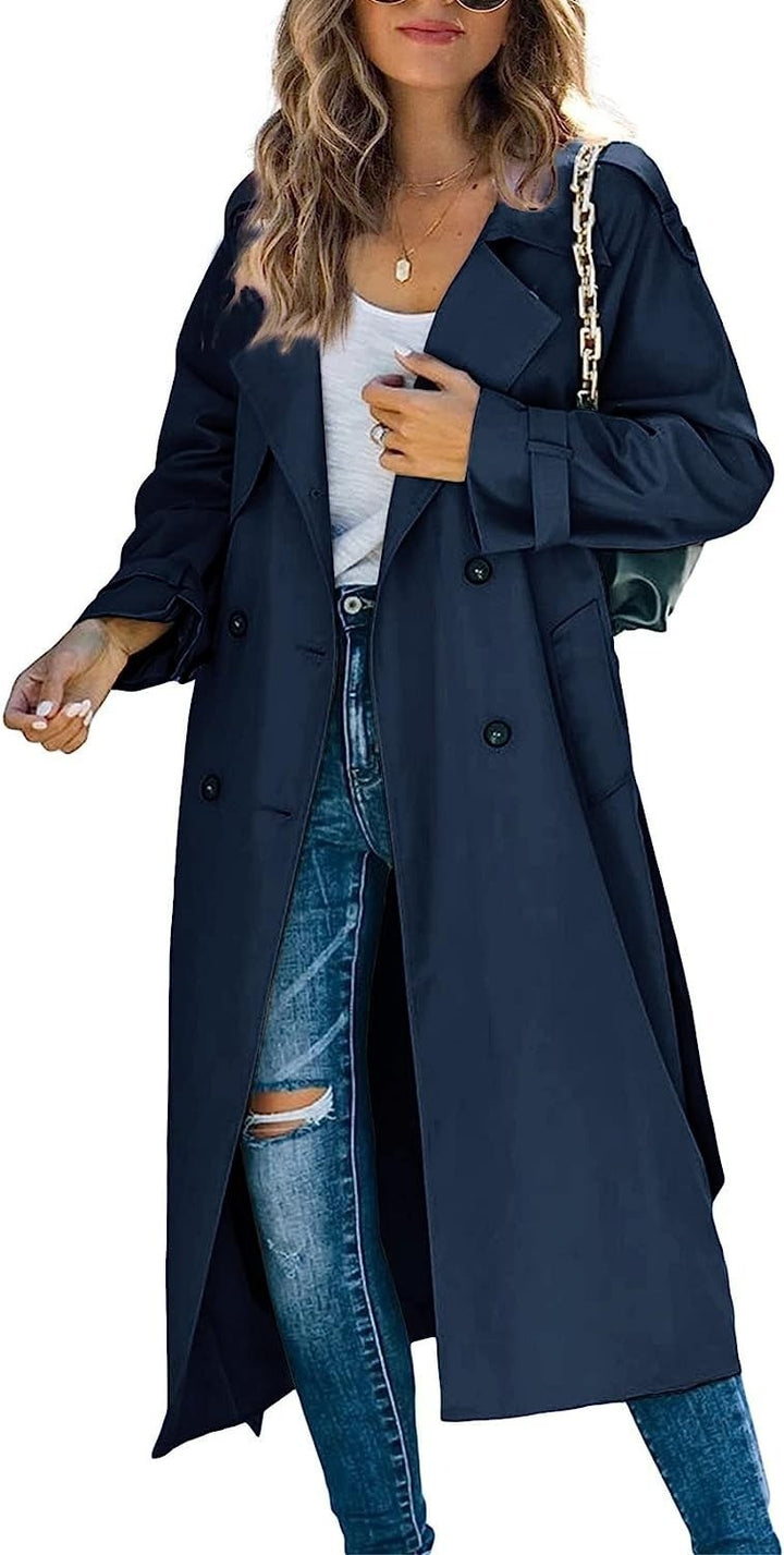 Damer Stilig Trenchcoat med dubbel knapprad och avslappnad passform Eva Jonsson-Eva Jonsson