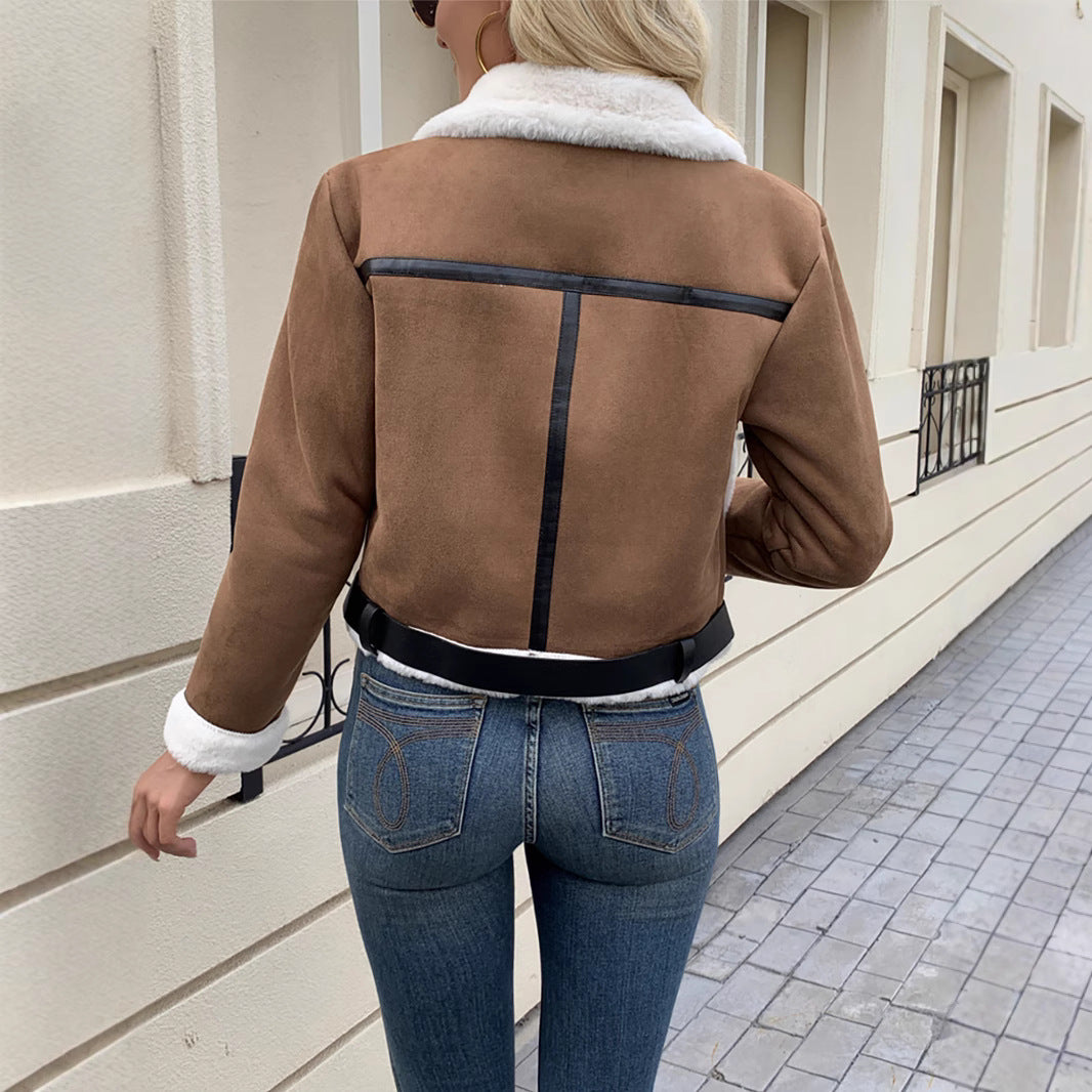 Damer Stiligt jacka med konstpälsdetaljer och dekorativa spännen Eva Jonsson-Eva Jonsson