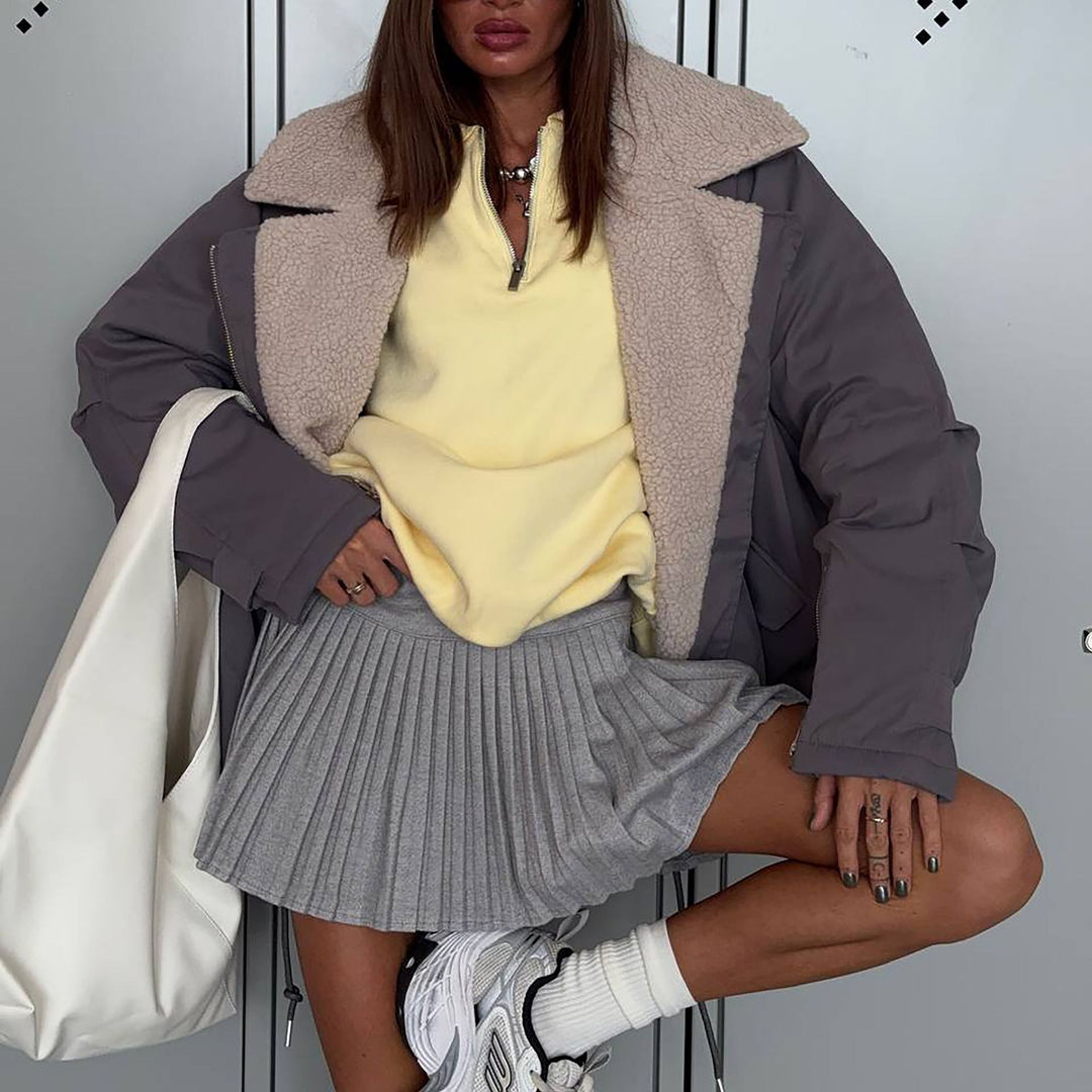 Damer Stilren Oversized Jacka med Teddy Foder Mirla-Eva Jonsson