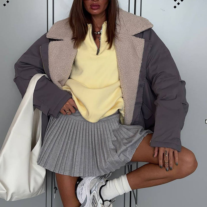 Damer Stilren Oversized Jacka med Teddy Foder Mirla-Eva Jonsson