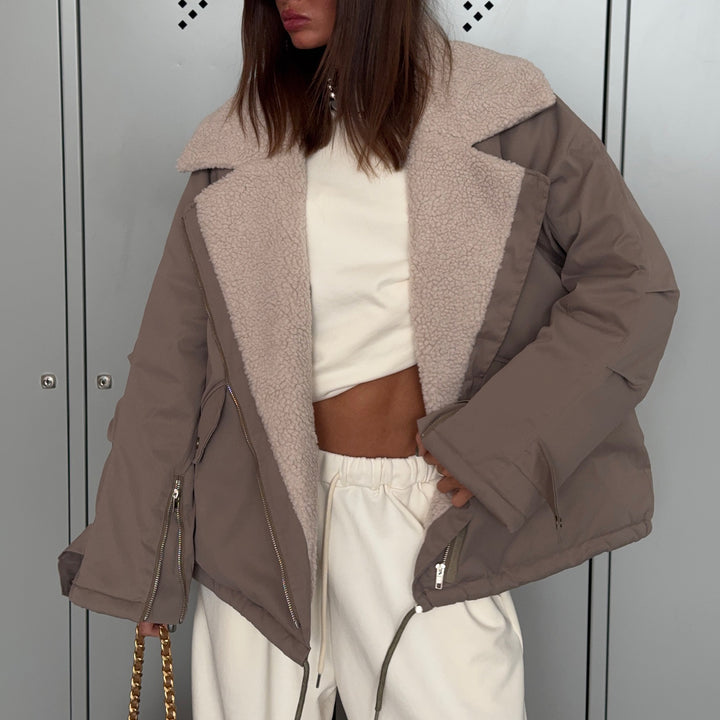Damer Stilren Oversized Jacka med Teddy Foder Mirla-Eva Jonsson