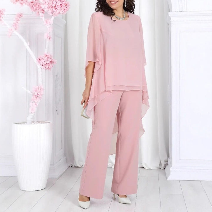 Damer Stilren Tunika med Transparent Överlayer och Eleganta Byxor Mirla-Eva Jonsson