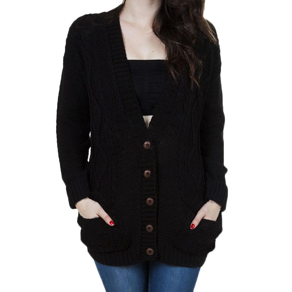 Damer Stor stickad cardigan med djupa fickor och modern flätdesign Eva Jonsson-Eva Jonsson