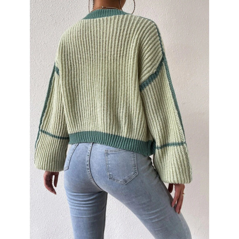 Damer Stort Stickat Cardigan med Voluminösa Ärmar Mirla-Eva Jonsson
