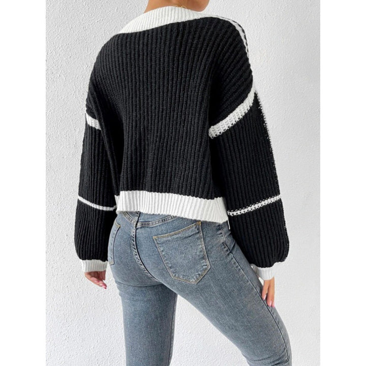 Damer Stort Stickat Cardigan med Voluminösa Ärmar Mirla-Eva Jonsson