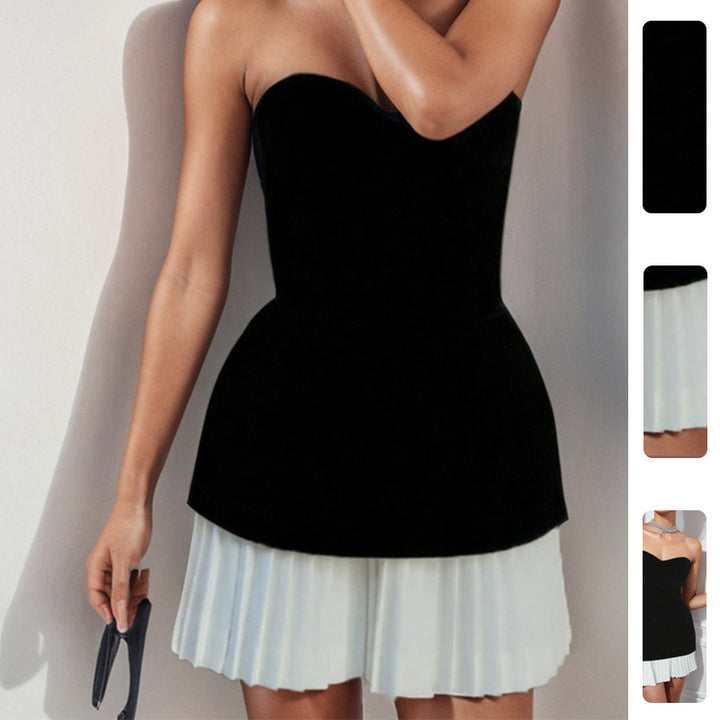 Damer Strapless Mini Klänning med Plisserad Kant Mirla-Eva Jonsson