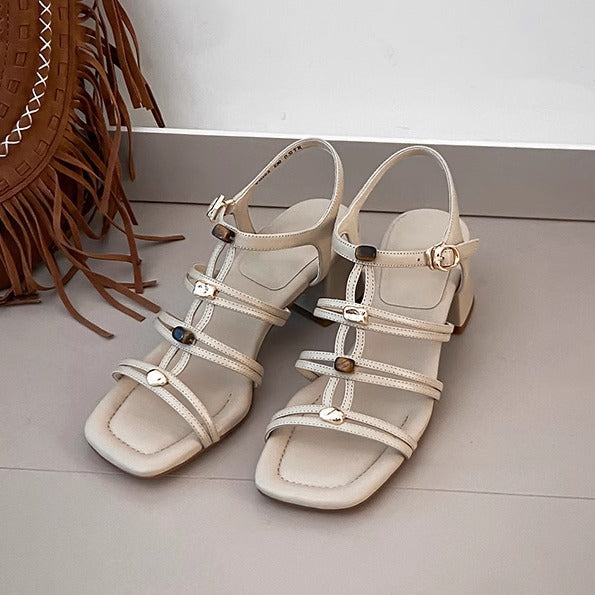 Damer Strappy Blockklacksandaler med snygga spänndetaljer Mirla-Eva Jonsson