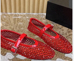 Damer Strass-prydda Mary Jane Flats Mirla-Eva Jonsson