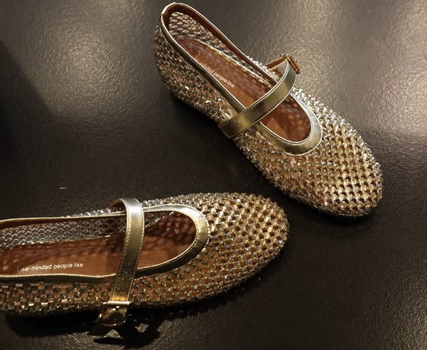 Damer Strass-prydda Mary Jane Flats Mirla-Eva Jonsson