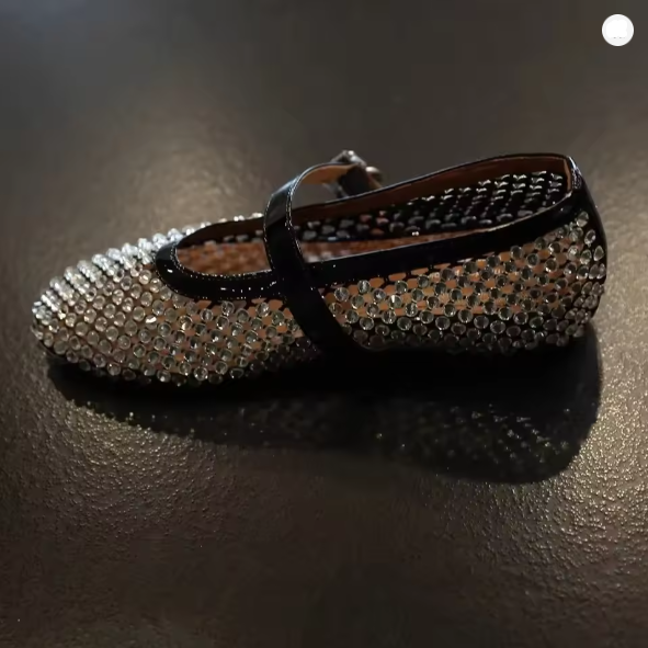 Damer Strass-prydda Mary Jane Flats Mirla-Eva Jonsson