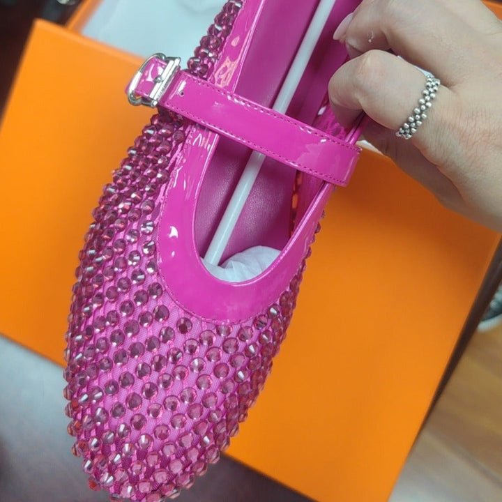 Damer Strass-prydda Mary Jane Flats Mirla-Eva Jonsson