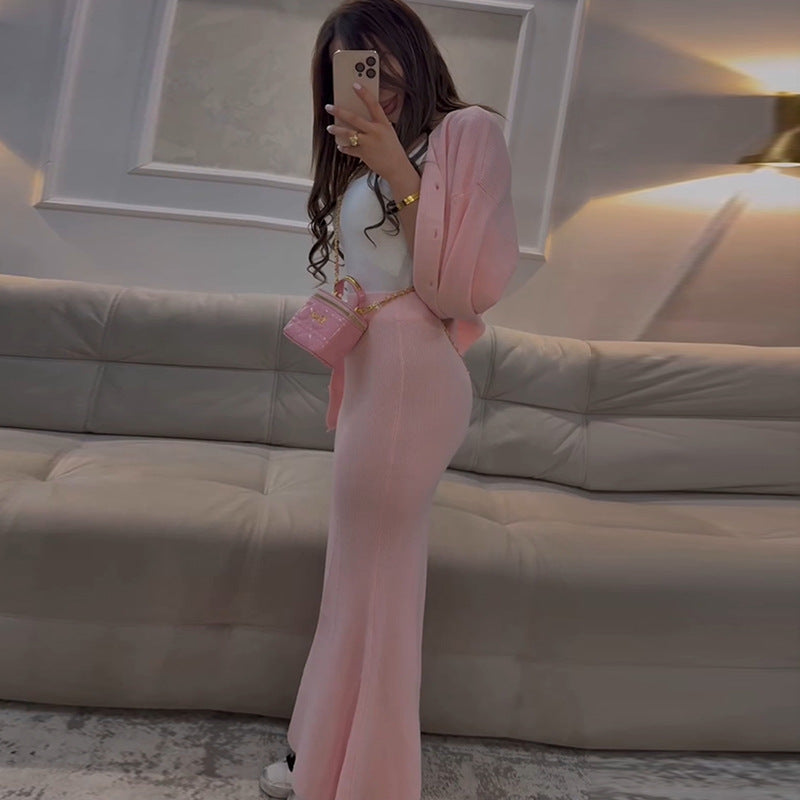 Damer Stretch Maxi-Kjol och Cardigan Kombination Mirla-Eva Jonsson