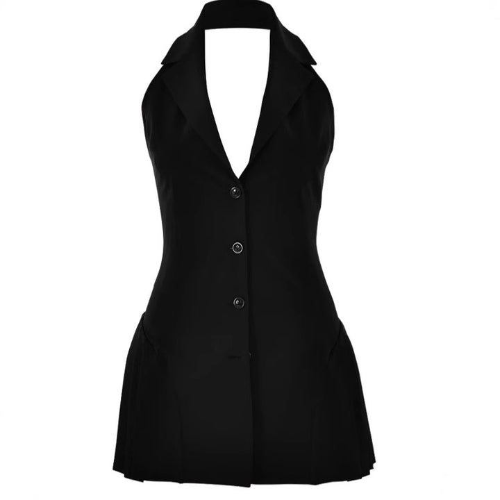 Damer Stylish Blazer-klänning med djup V-ringning och sidofickor Mirla-Eva Jonsson