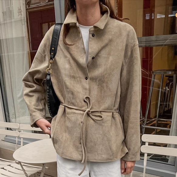 Damer Suede Jacka med midjebälte och fina knapppdetaljer Mirla-Eva Jonsson