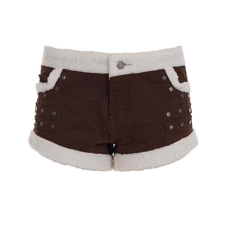 Damer Svala Biker-shorts med fleece-detaljer och metallnitar Mirla-Eva Jonsson