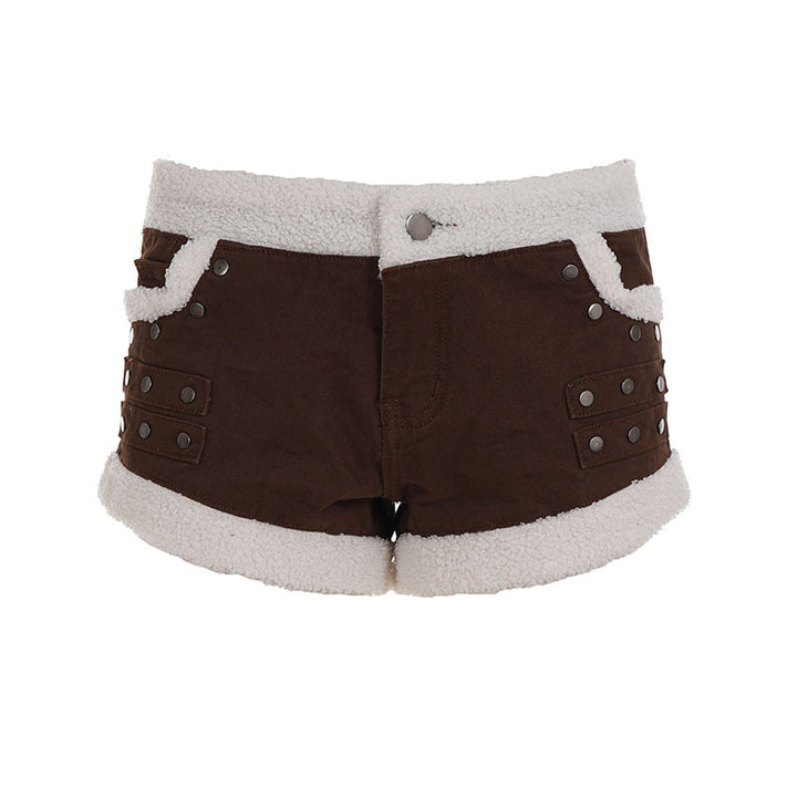 Damer Svala Biker-shorts med fleece-detaljer och metallnitar Mirla-Eva Jonsson