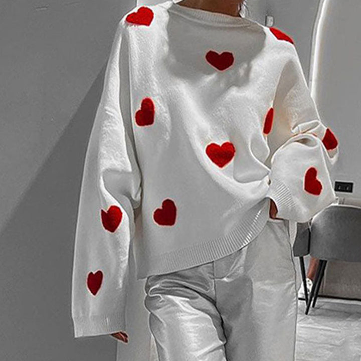 Damer Sweater med hjärt-mönster Mirla-Eva Jonsson