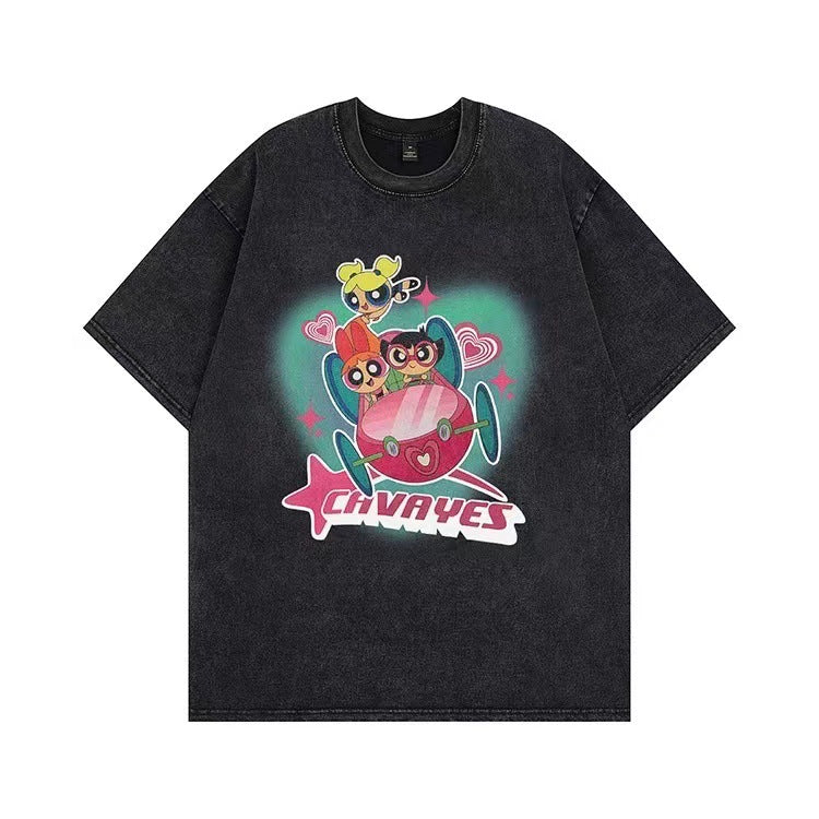 Damer T-shirt med anpassad Powerpuff Girls grafisk tryck Mirla-Eva Jonsson