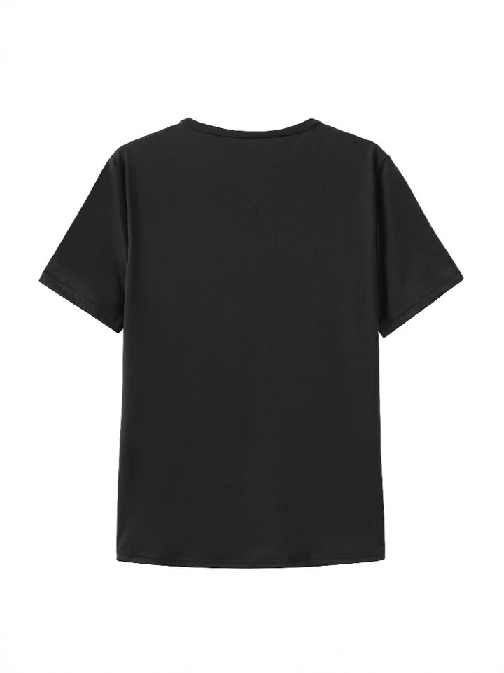 Damer T-shirt med konstnärlig floraltryck och lekfull text Mirla-Eva Jonsson