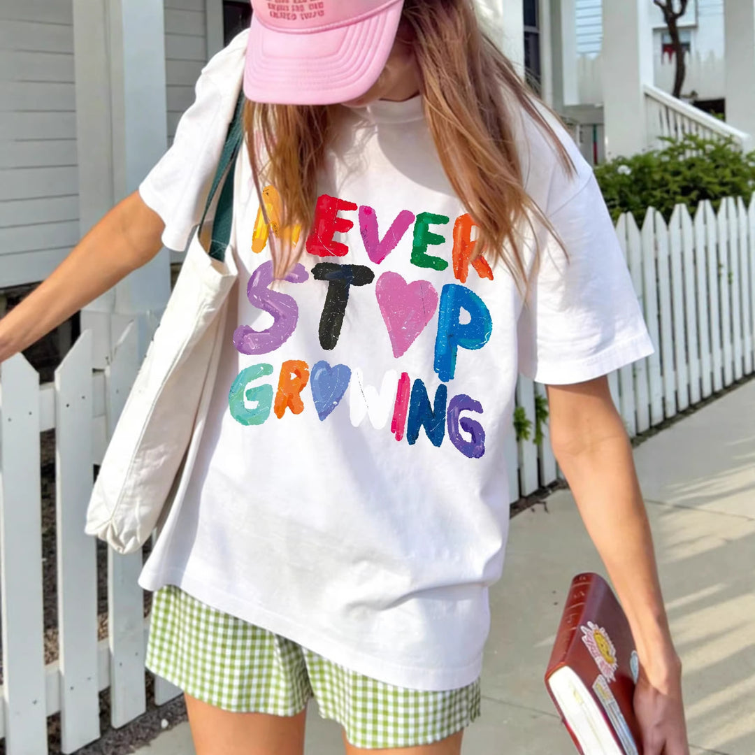 Damer T-shirt med kreativt motiverande tryck Mirla-Eva Jonsson