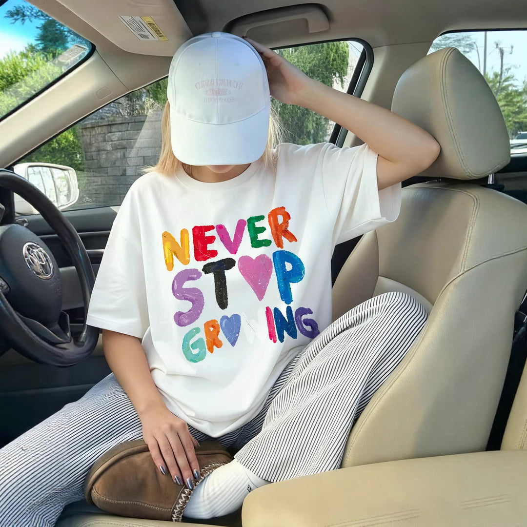 Damer T-shirt med kreativt motiverande tryck Mirla-Eva Jonsson