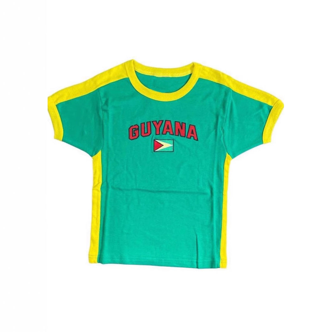 Damer T-shirt med kulturell text och flaggmotiv Mirla-Eva Jonsson