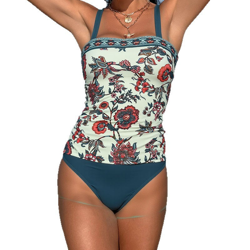 Damer Tankini-set med blommönster och justerbara axelband Mirla-Eva Jonsson