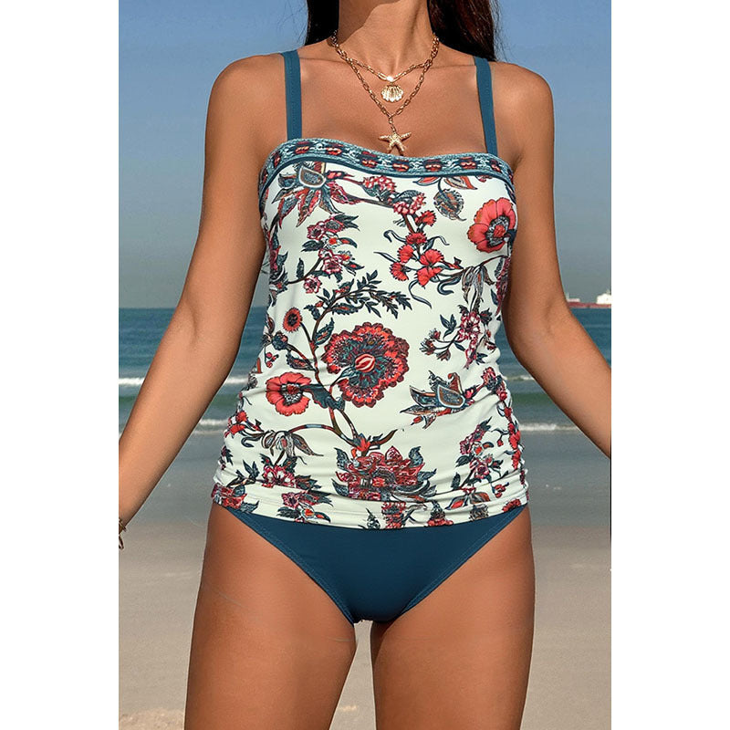 Damer Tankini-set med blommönster och justerbara axelband Mirla-Eva Jonsson