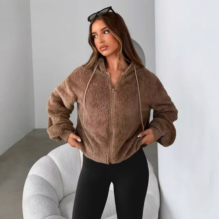 Damer Teddy-fleecejacka med huva och elastiska muddar Eva Jonsson-Eva Jonsson