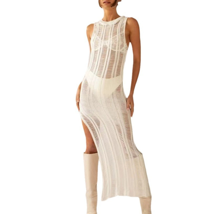 Damer Tight Stickad Klänning med Transparenta Detaljer Mirla-Eva Jonsson