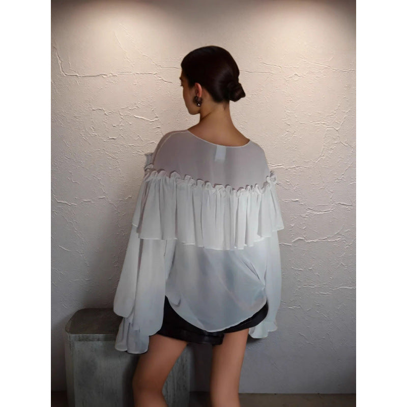 Damer Transparent Blus med Rufflesdetaljer Mirla-Eva Jonsson