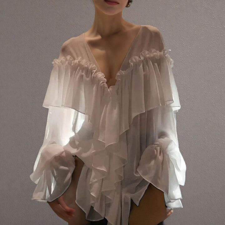Damer Transparent Blus med Rufflesdetaljer Mirla-Eva Jonsson