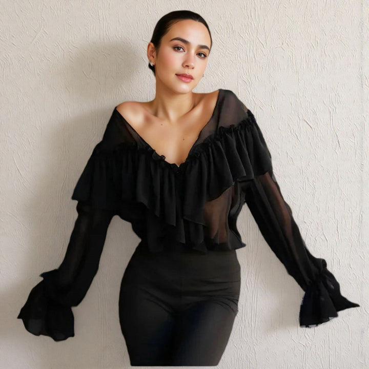 Damer Transparent Blus med Rufflesdetaljer Mirla-Eva Jonsson