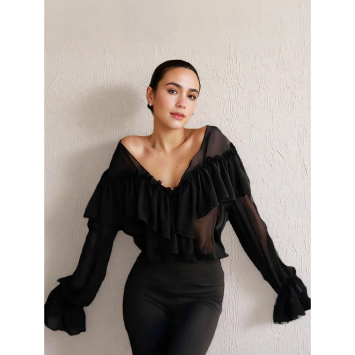 Damer Transparent Blus med Rufflesdetaljer Mirla-Eva Jonsson