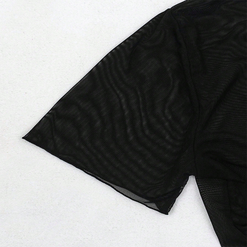 Damer Transparent Crop-Top Blus med Knyt-detalj Mirla-Eva Jonsson