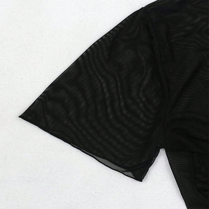 Damer Transparent Crop-Top Blus med Knyt-detalj Mirla-Eva Jonsson