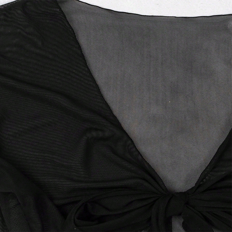 Damer Transparent Crop-Top Blus med Knyt-detalj Mirla-Eva Jonsson