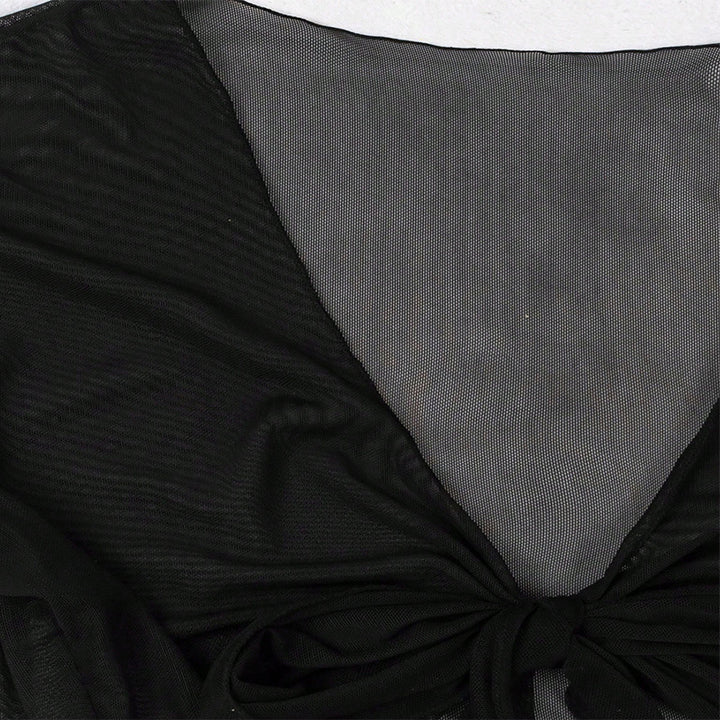 Damer Transparent Crop-Top Blus med Knyt-detalj Mirla-Eva Jonsson