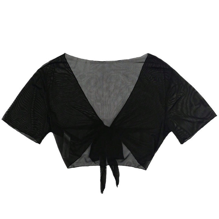 Damer Transparent Crop-Top Blus med Knyt-detalj Mirla-Eva Jonsson