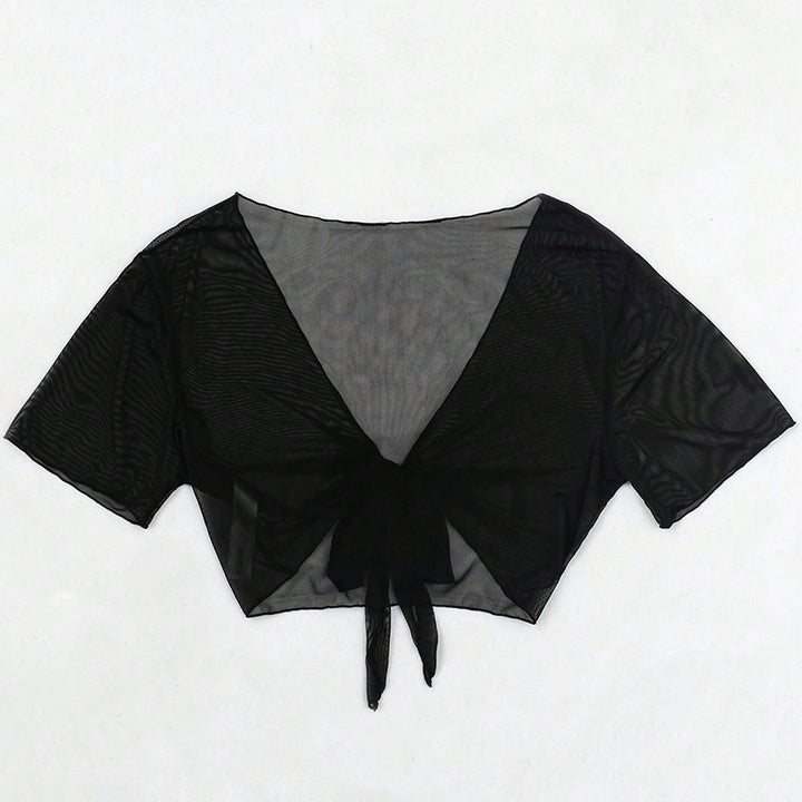 Damer Transparent Crop-Top Blus med Knyt-detalj Mirla-Eva Jonsson