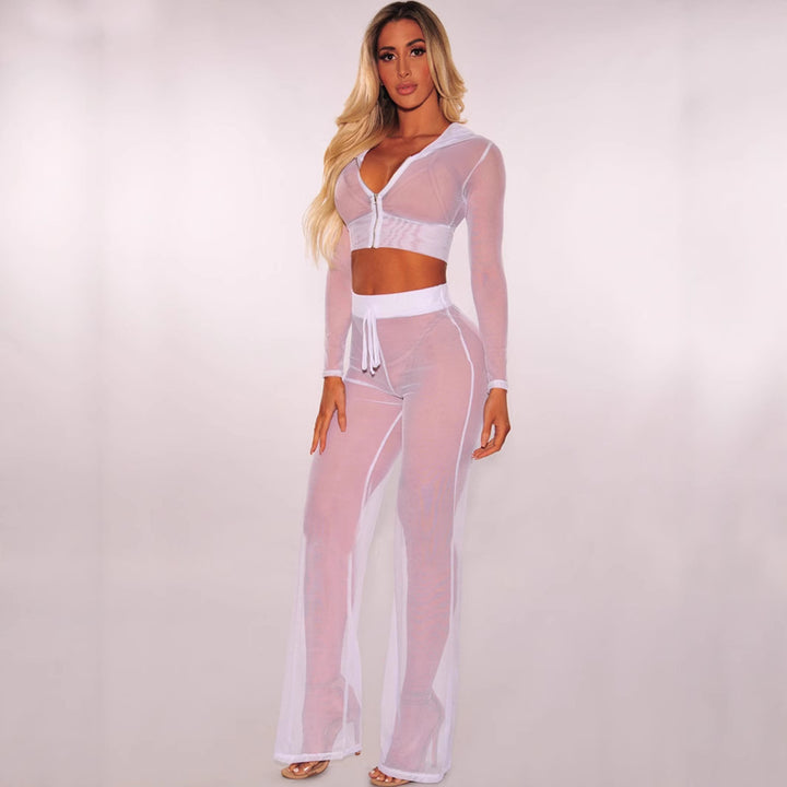 Damer Transparent Lounge-byxor med dragkedja och Hög midja Eva Jonsson-Eva Jonsson
