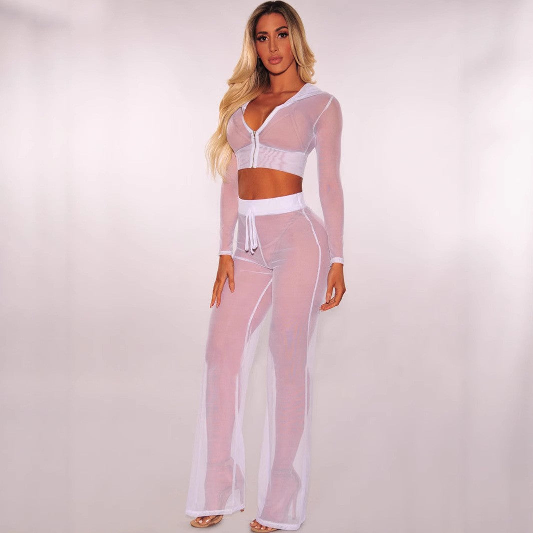 Damer Transparent Lounge-byxor med dragkedja och Hög midja Eva Jonsson-Eva Jonsson
