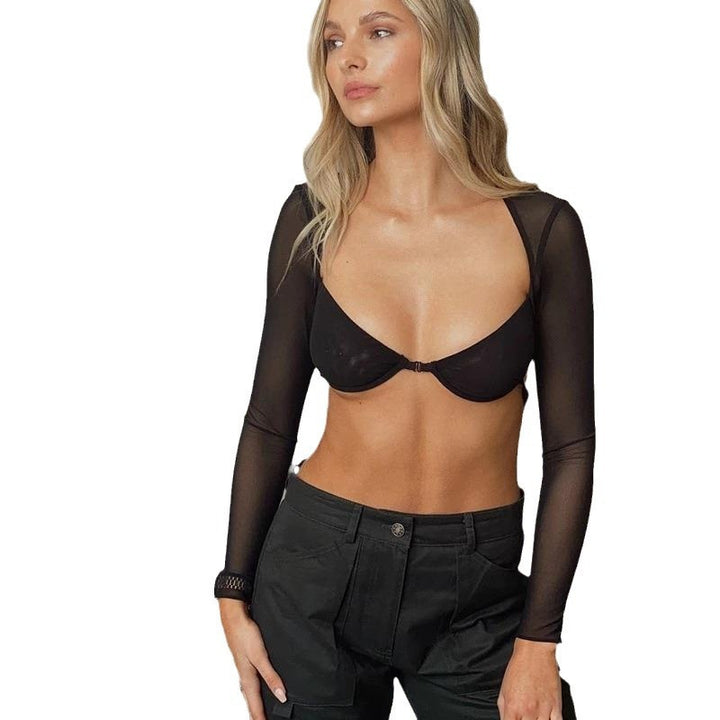 Damer Transparent långärmad topp med figurnära passform Mirla-Eva Jonsson