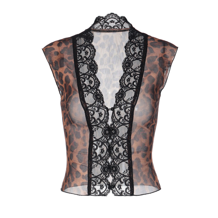Damer Transparent spetsblus med leopardmönster Mirla 1778568971-Eva Jonsson