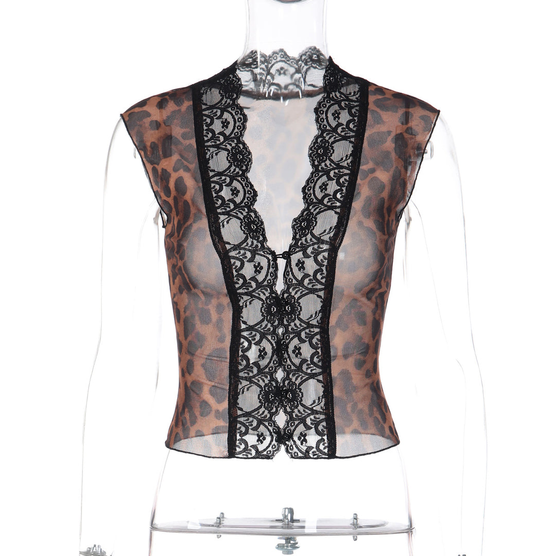 Damer Transparent spetsblus med leopardmönster Mirla 1778568971-Eva Jonsson